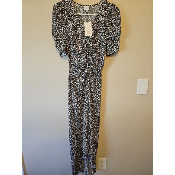 Floral Short Sleeve High Low‎ Midi Dress, Size XS - Picture 2 of 10